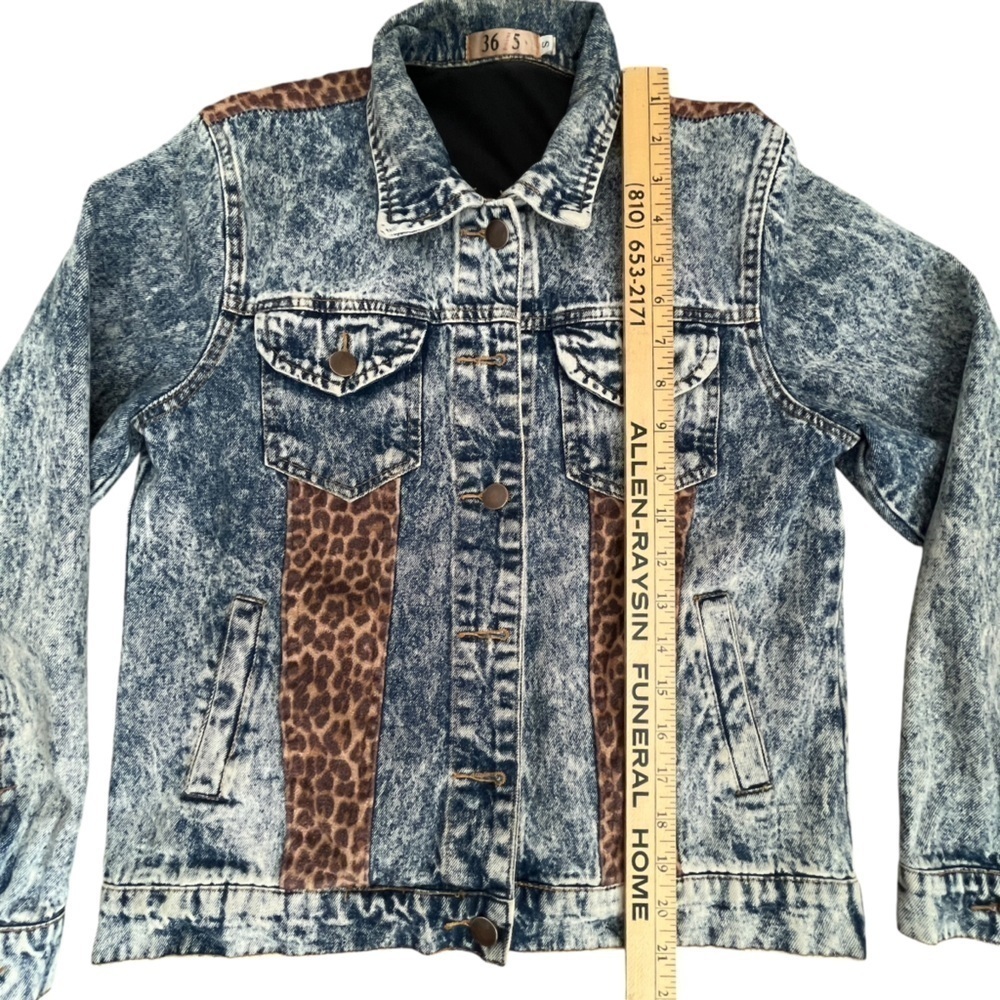 36 Point 5 Leopard Patchwork Trucker Jacket S Aci… - image 14